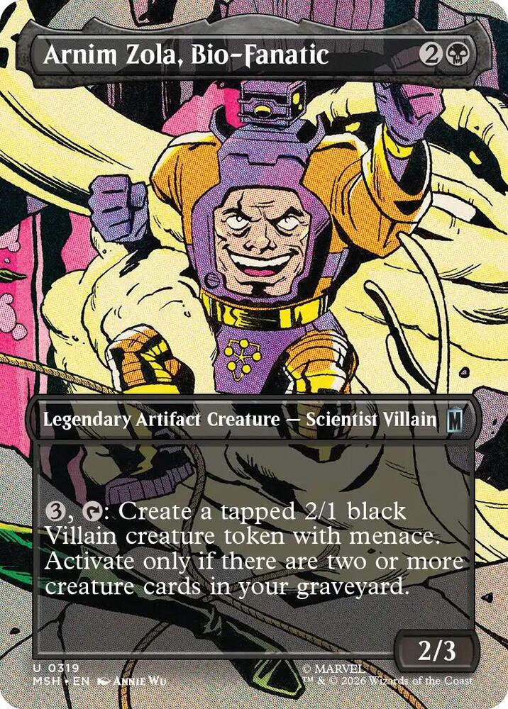 Arnim Zola, Bio-Fanatic (Borderless) 319 card from Marvel Super Heroes