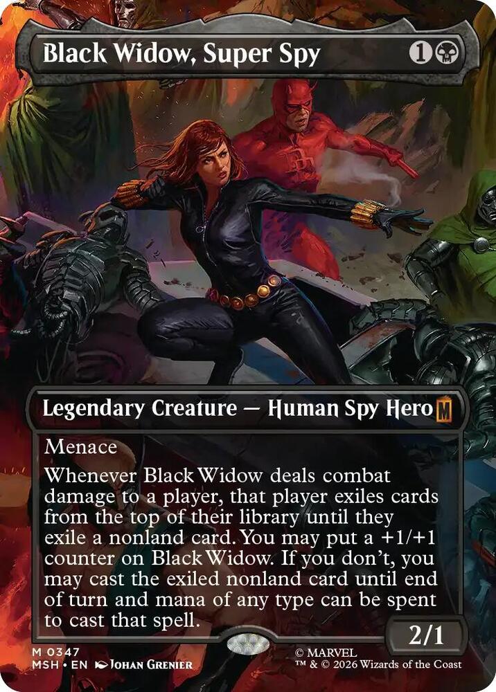 Black Widow, Super Spy (Borderless) 347 card from Marvel Super Heroes