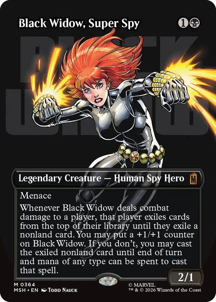 Black Widow, Super Spy (Borderless) 364 card from Marvel Super Heroes