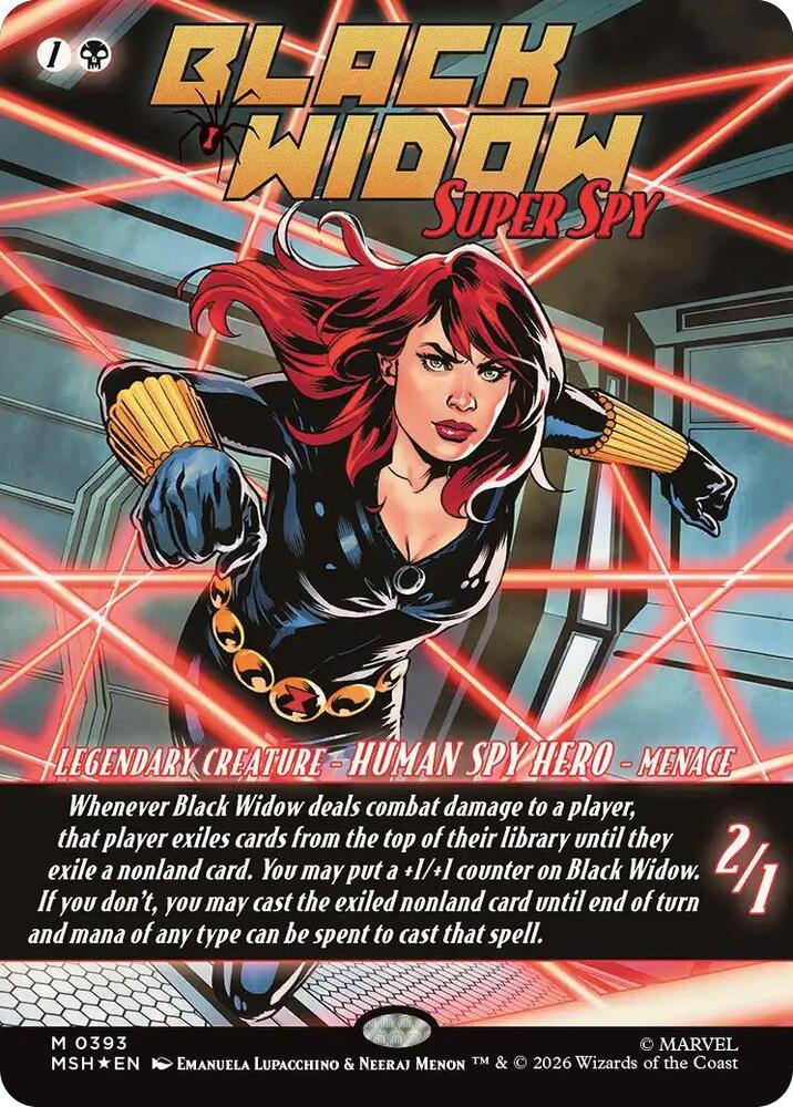 Black Widow, Super Spy (Borderless) 393 card from Marvel Super Heroes