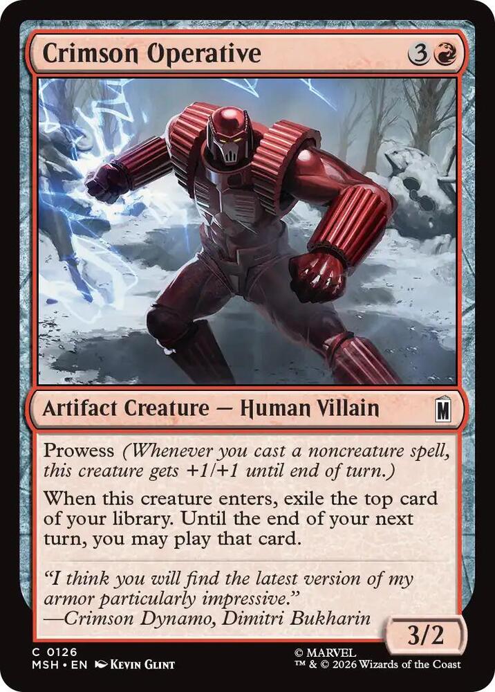 Crimson Operative 126 card from Marvel Super Heroes
