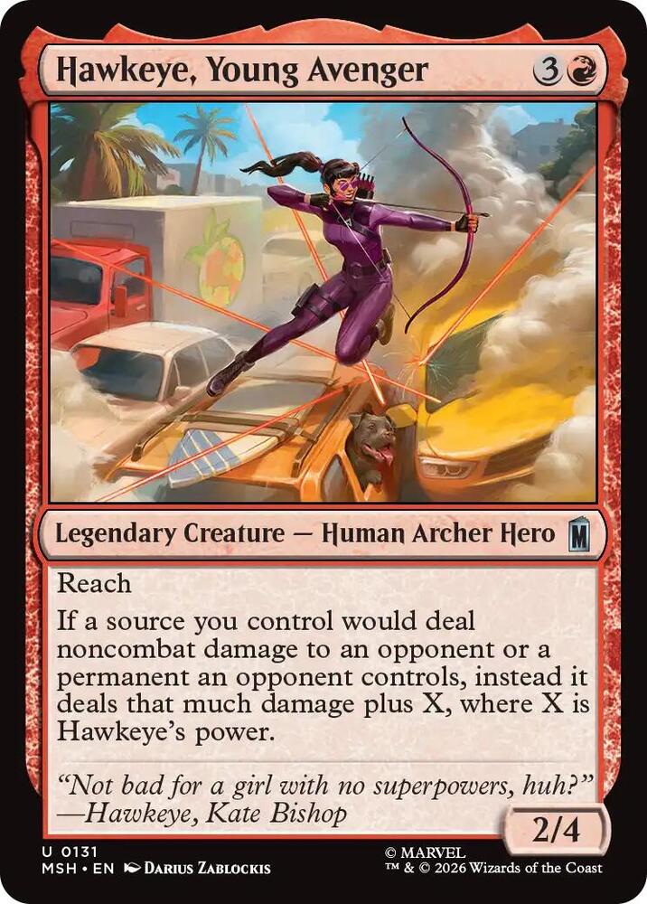Hawkeye, Young Avenger 131 card from Marvel Super Heroes