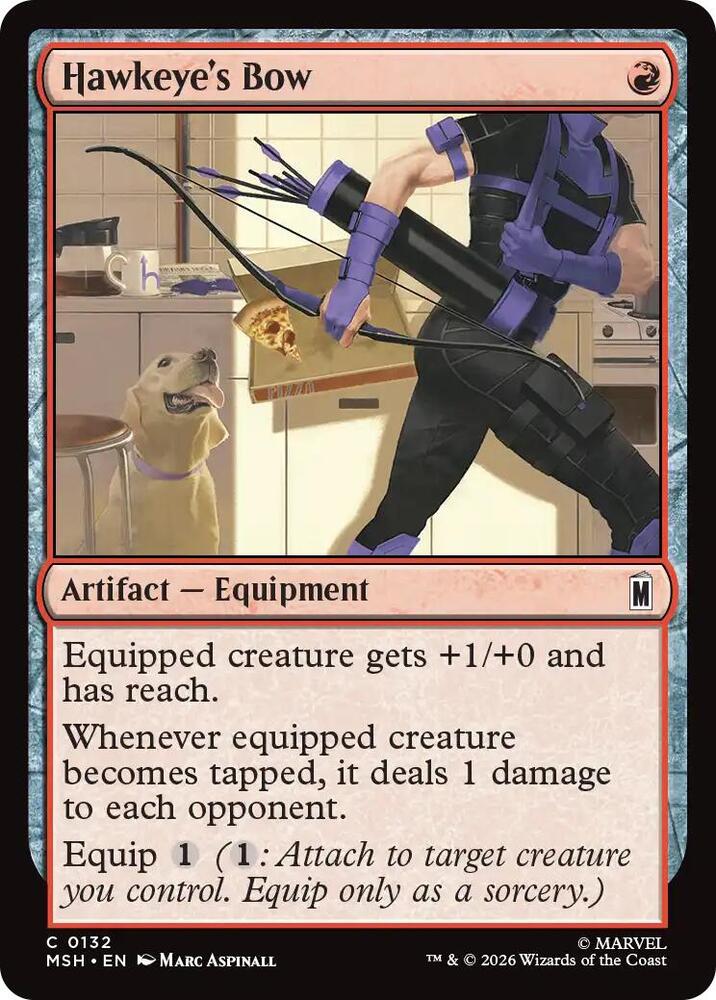 Hawkeye's Bow 132 card from Marvel Super Heroes