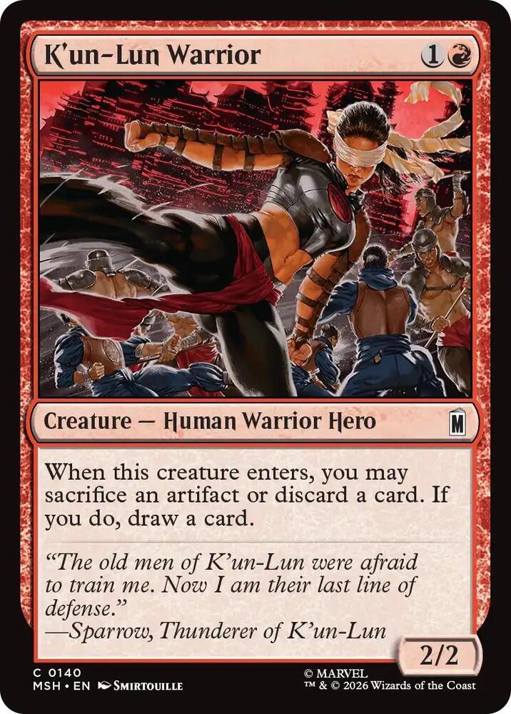 K'un-Lun Warrior 140 card from Marvel Super Heroes