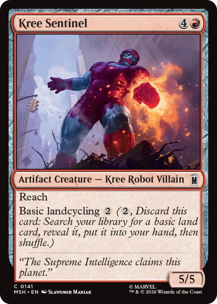 Kree Sentinel 141 card from Marvel Super Heroes