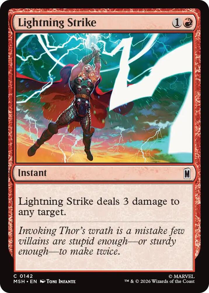 Lightning Strike 142 card from Marvel Super Heroes
