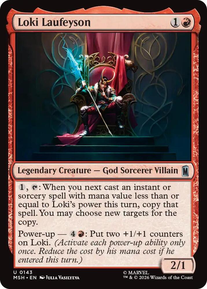 Loki Laufeyson 143 card from Marvel Super Heroes