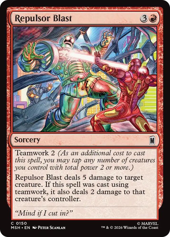 Repulsor Blast 150 card from Marvel Super Heroes