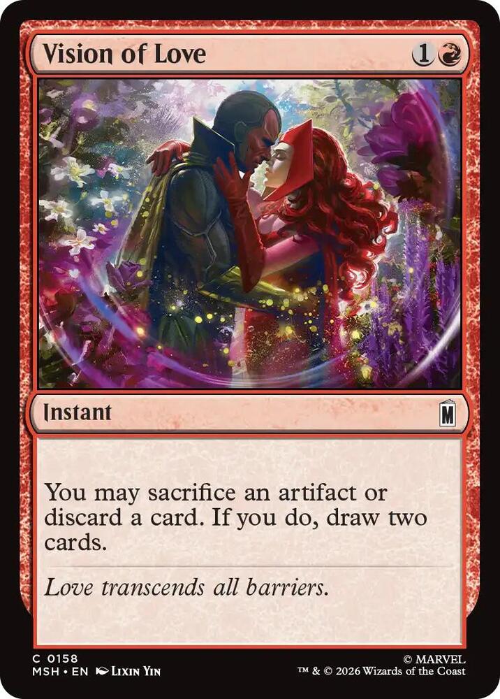 Vision of Love 158 card from Marvel Super Heroes