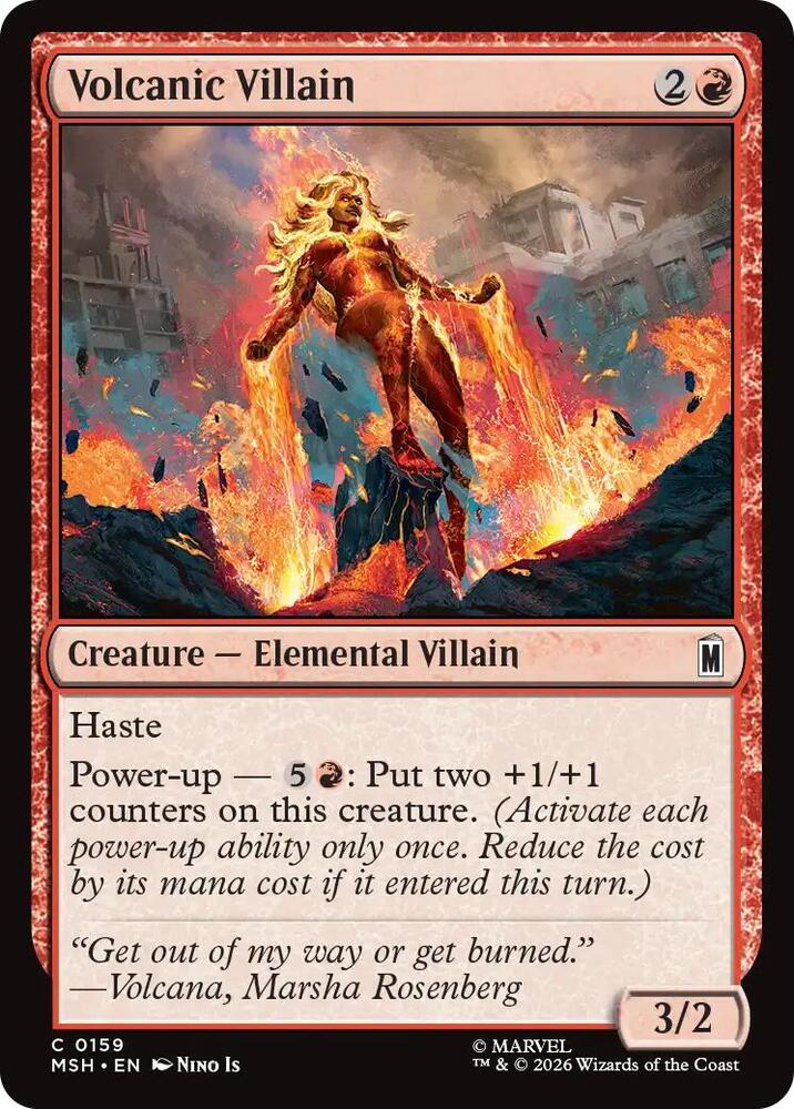Volcanic Villain 159 card from Marvel Super Heroes