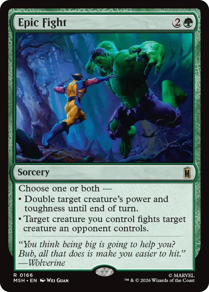 Epic Fight 166 card from Marvel Super Heroes