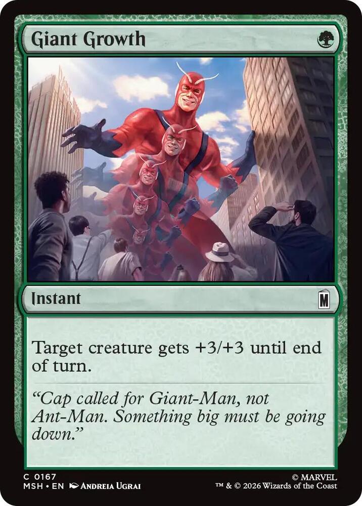 Giant Growth 167 card from Marvel Super Heroes