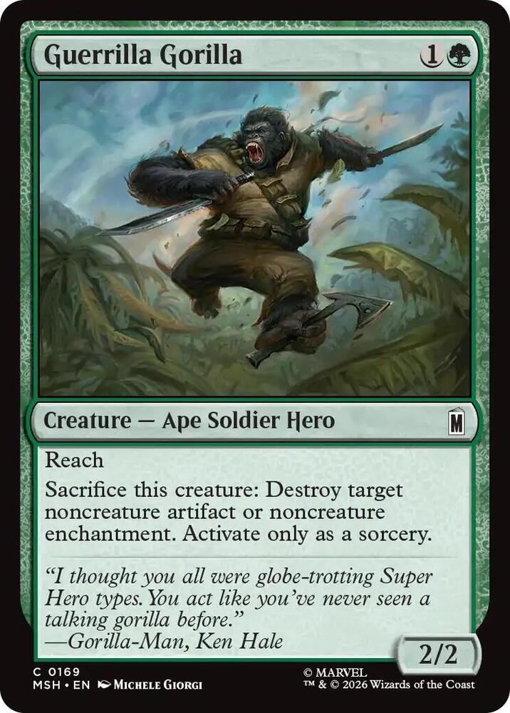 Guerrilla Gorilla 169 card from Marvel Super Heroes