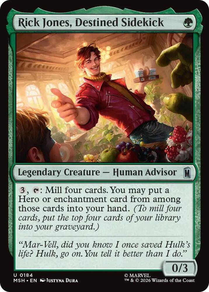 Rick Jones, Destined Sidekick 184 card from Marvel Super Heroes