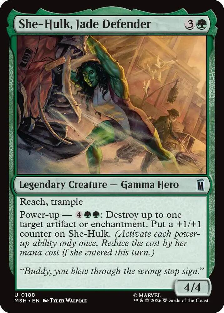 She-Hulk, Jade Defender 188 card from Marvel Super Heroes