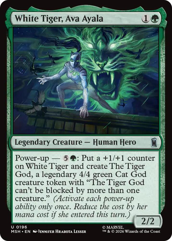 White Tiger, Ava Ayala 196 card from Marvel Super Heroes