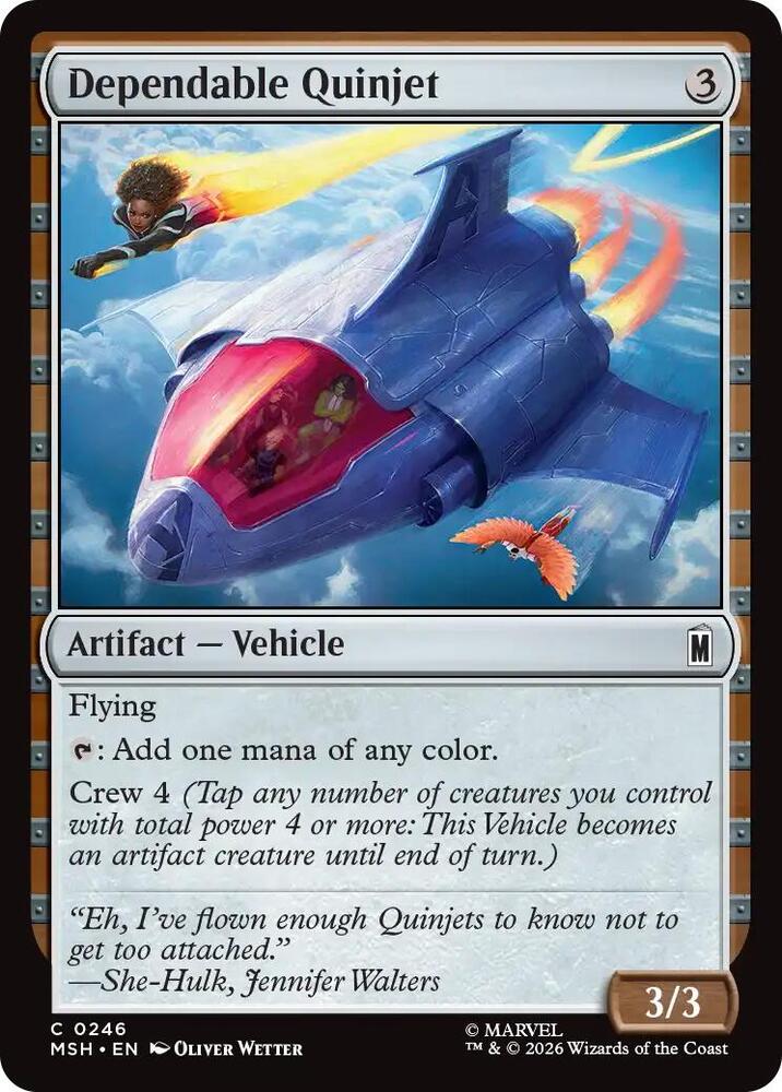 Dependable Quinjet 246 card from Marvel Super Heroes