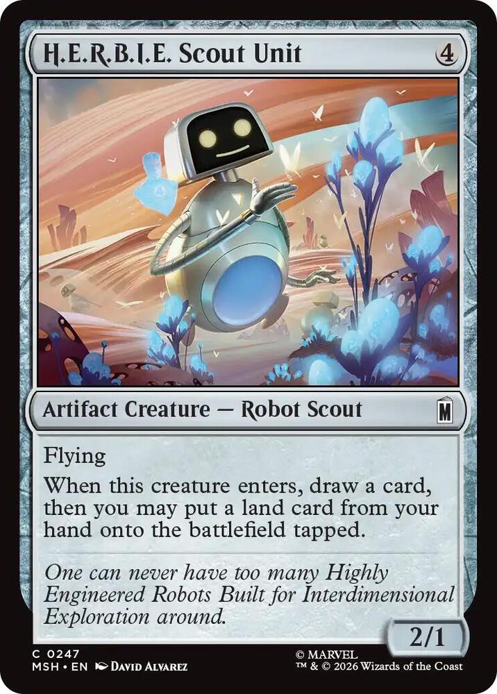 H.E.R.B.I.E. Scout Unit 247 card from Marvel Super Heroes