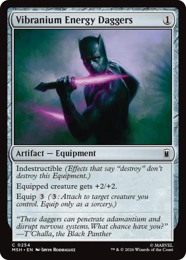 Vibranium Energy Daggers 254 card from Marvel Super Heroes