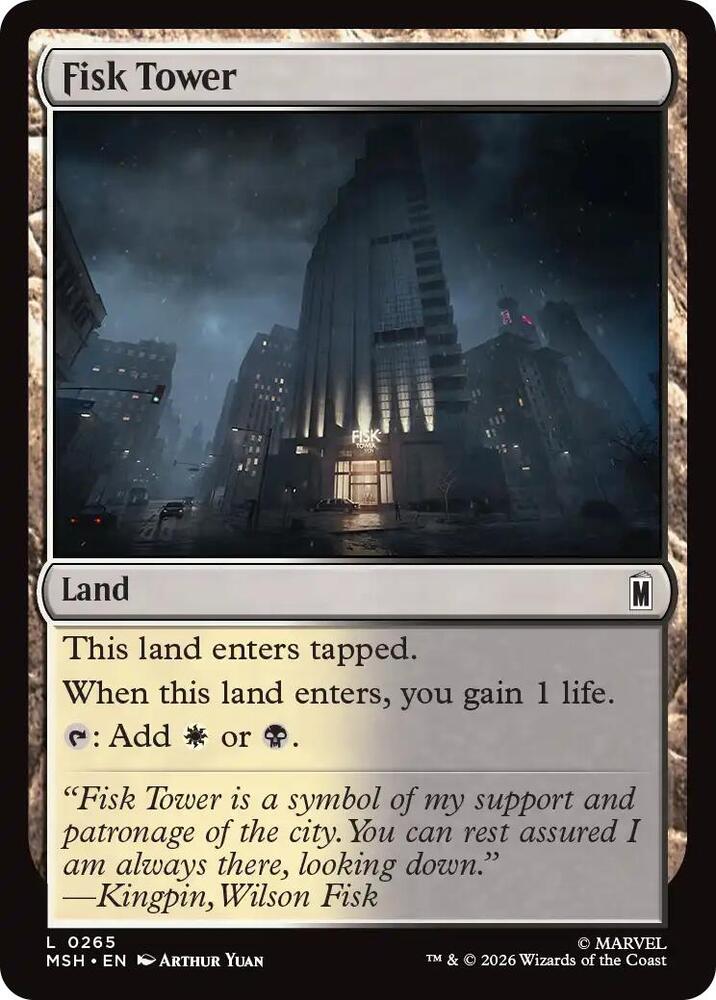 Fisk Tower 265 card from Marvel Super Heroes