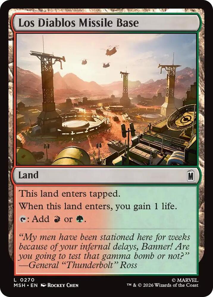 Los Diablos Missile Base 270 card from Marvel Super Heroes