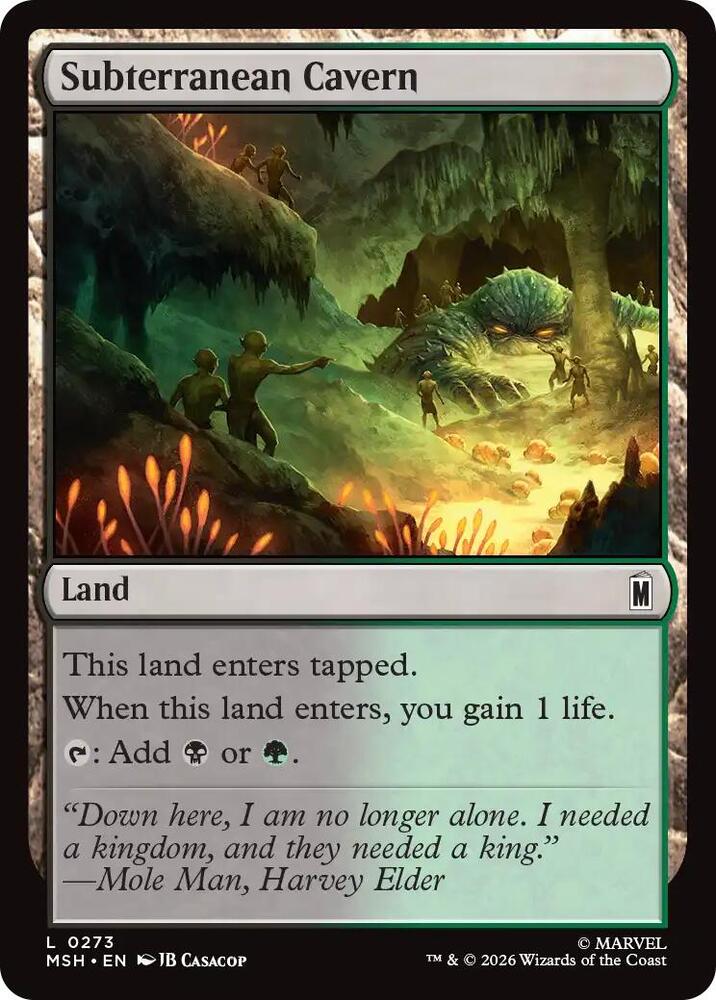Subterranean Cavern 273 card from Marvel Super Heroes