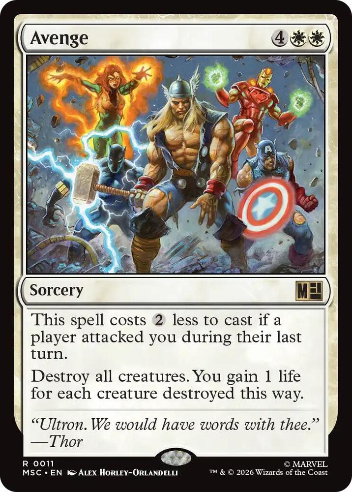 Avenge 11 card from Commander: Marvel Super Heroes