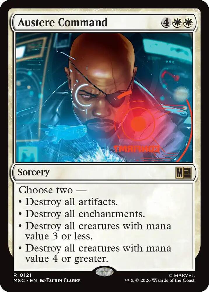 Austere Command 121 card from Commander: Marvel Super Heroes