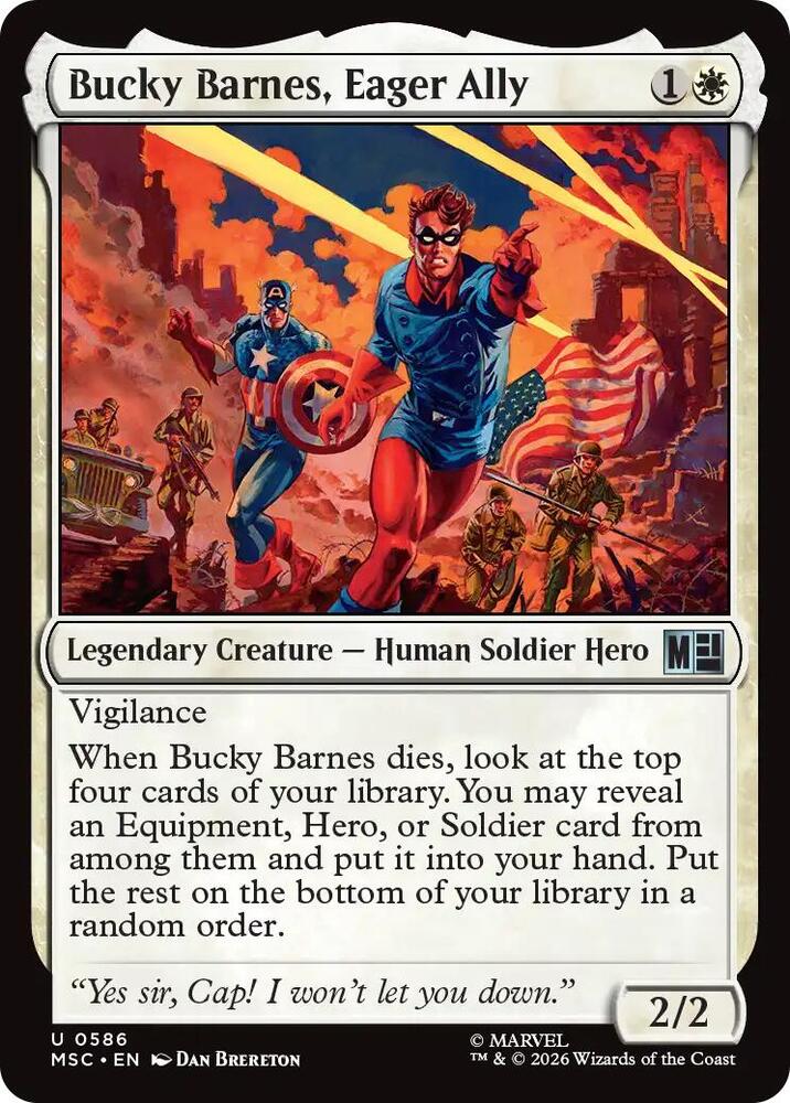 Bucky Barnes, Eager Ally 586 card from Commander: Marvel Super Heroes
