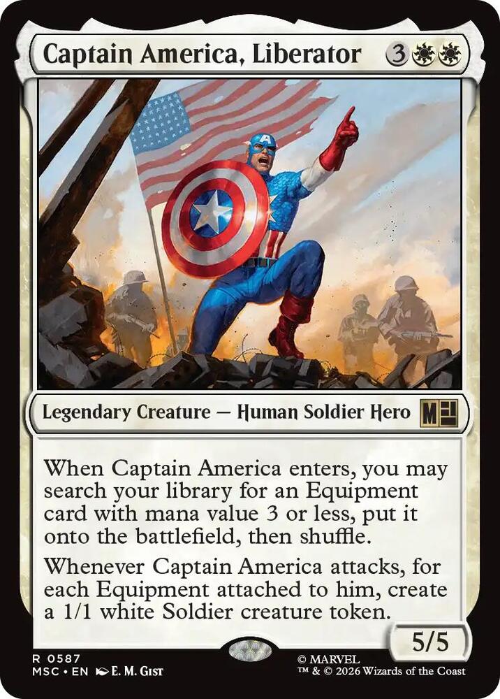 Captain America, Liberator 587 card from Commander: Marvel Super Heroes