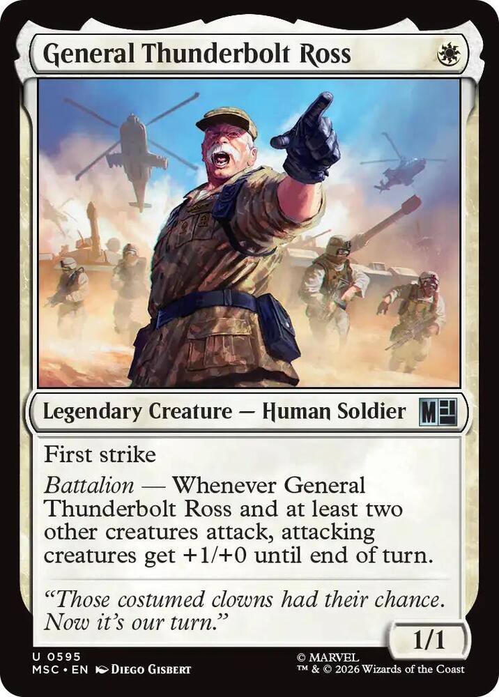General Thunderbolt Ross 595 card from Commander: Marvel Super Heroes