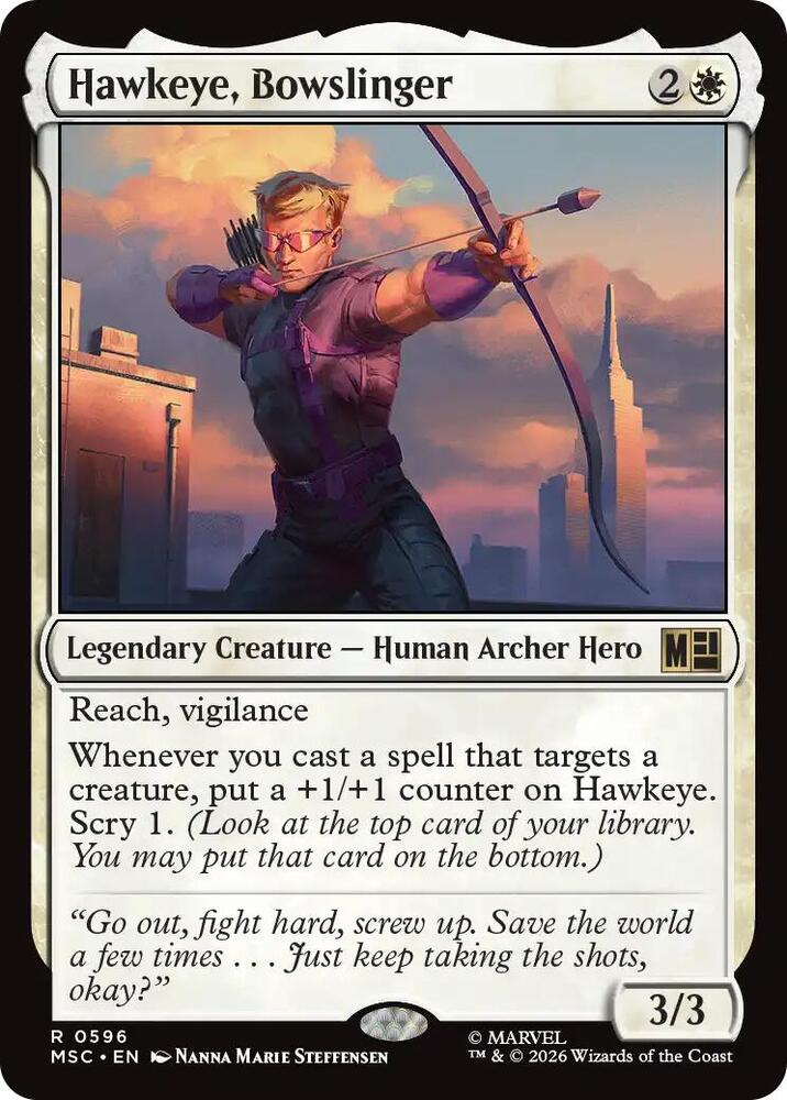 Hawkeye, Bowslinger 596 card from Commander: Marvel Super Heroes