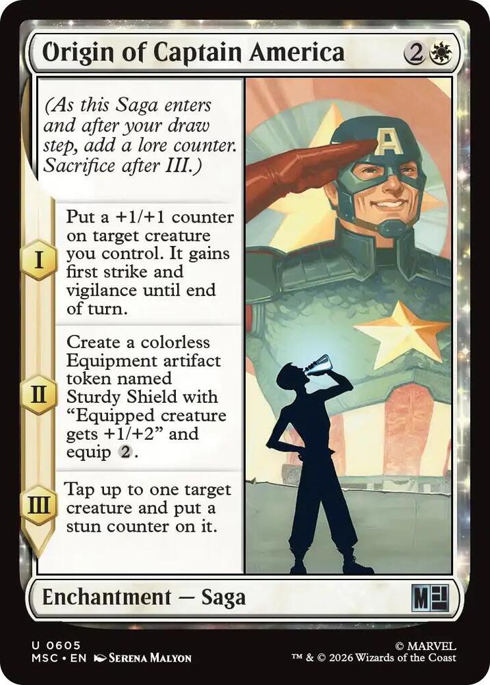 Origin of Captain America 605 card from Commander: Marvel Super Heroes
