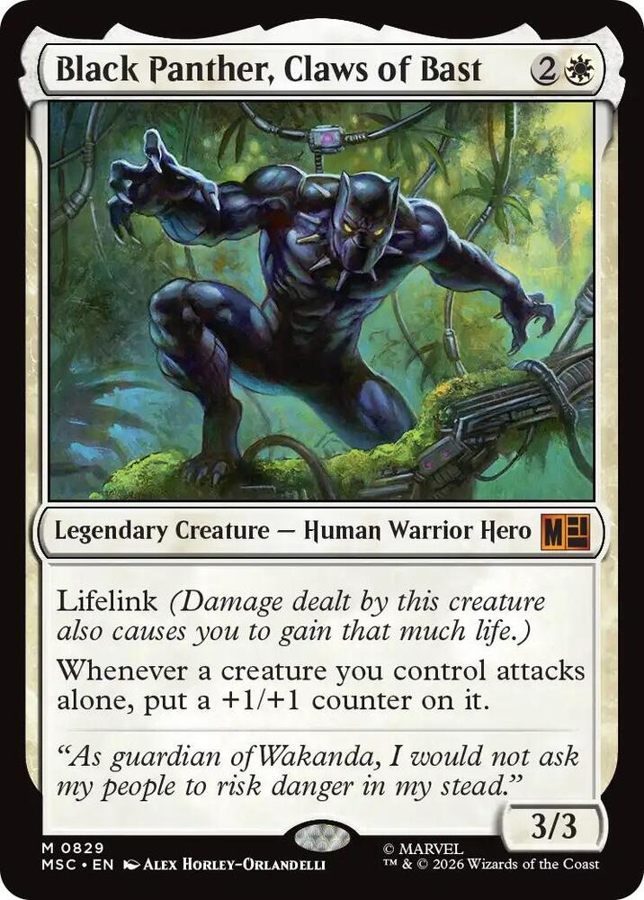 Black Panther, Claws of Bast 829 card from Commander: Marvel Super Heroes