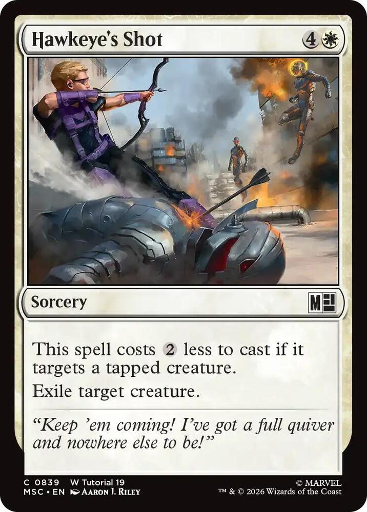 Hawkeye's Shot 839 card from Commander: Marvel Super Heroes