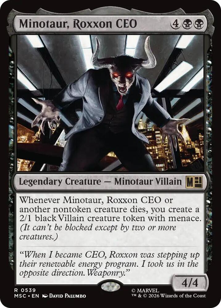 Minotaur, Roxxon CEO 539 card from Commander: Marvel Super Heroes