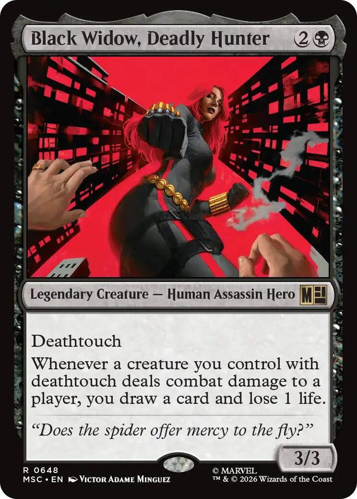 Black Widow, Deadly Hunter 648 card from Commander: Marvel Super Heroes