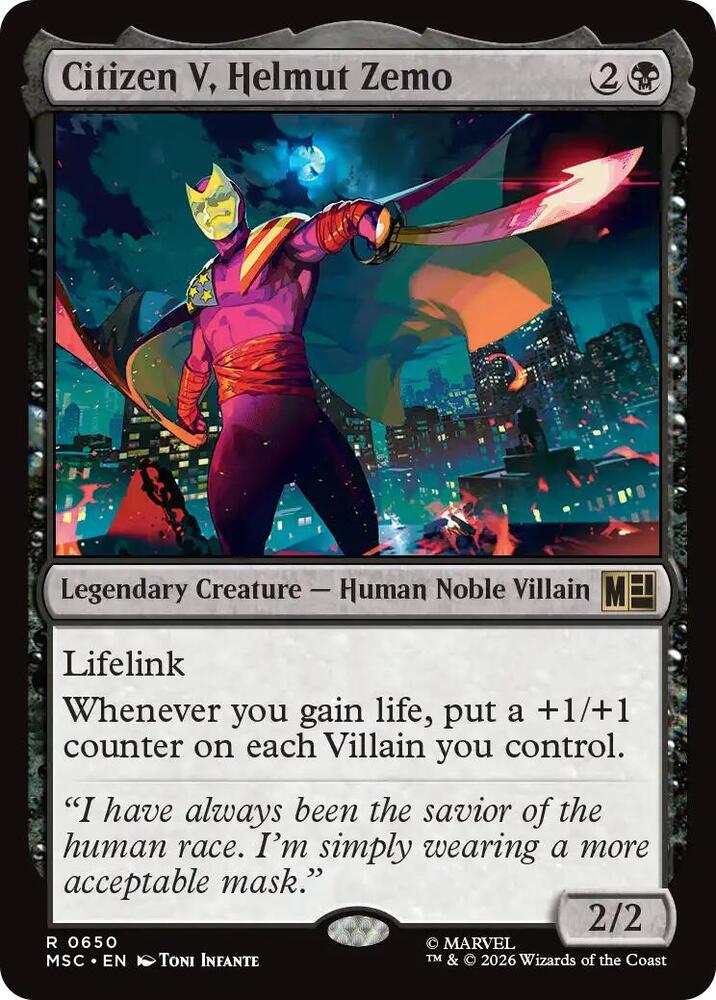 Citizen V, Helmut Zemo 650 card from Commander: Marvel Super Heroes
