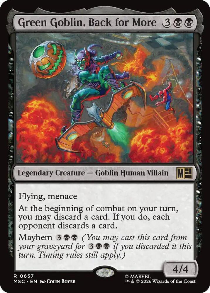 Green Goblin, Back for More 657 card from Commander: Marvel Super Heroes