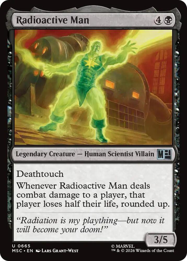 Radioactive Man 665 card from Commander: Marvel Super Heroes