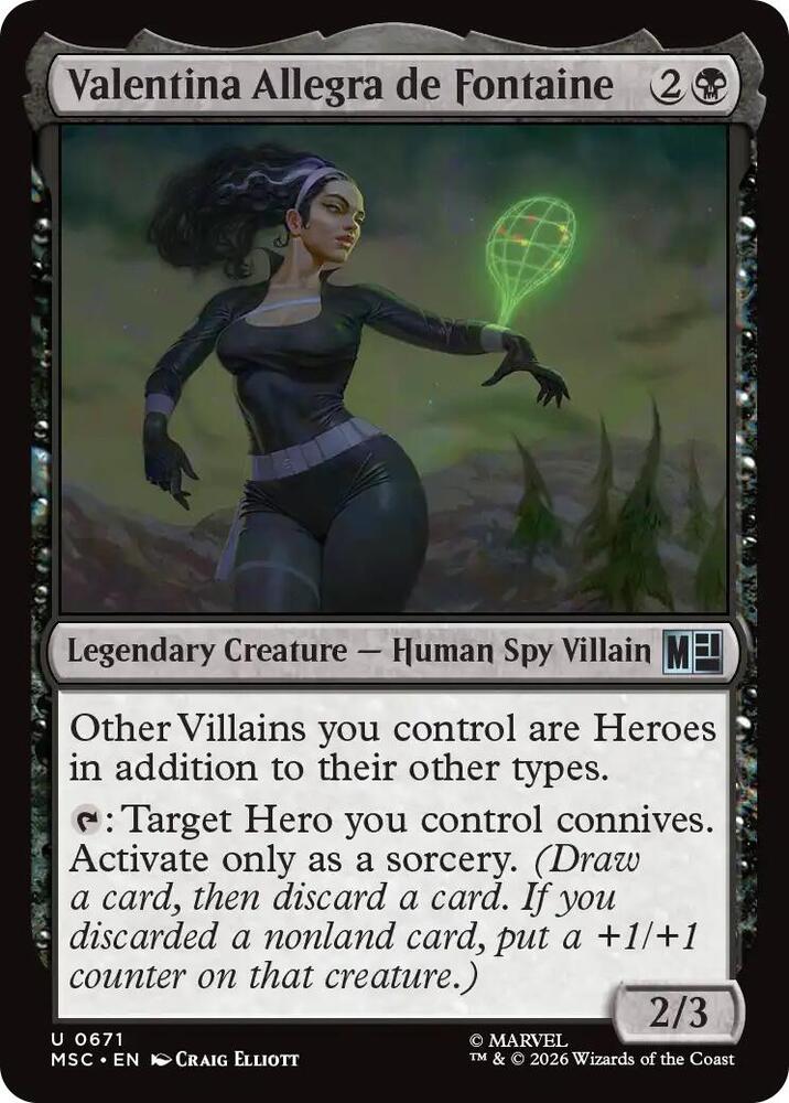 Valentina Allegra de Fontaine 671 card from Commander: Marvel Super Heroes