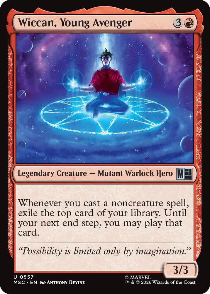 Wiccan, Young Avenger 557 card from Commander: Marvel Super Heroes