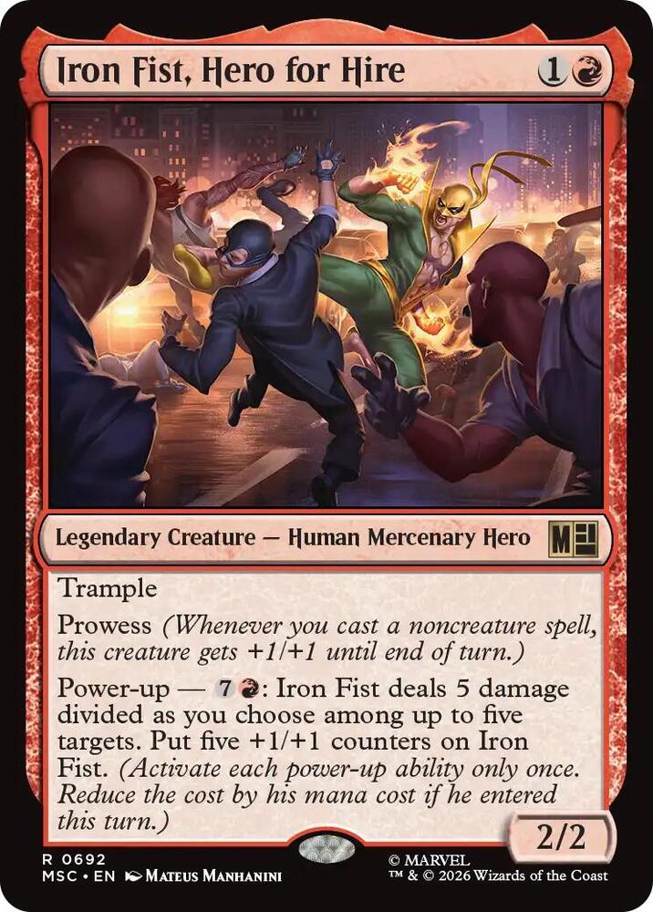 Iron Fist, Hero for Hire 692 card from Commander: Marvel Super Heroes