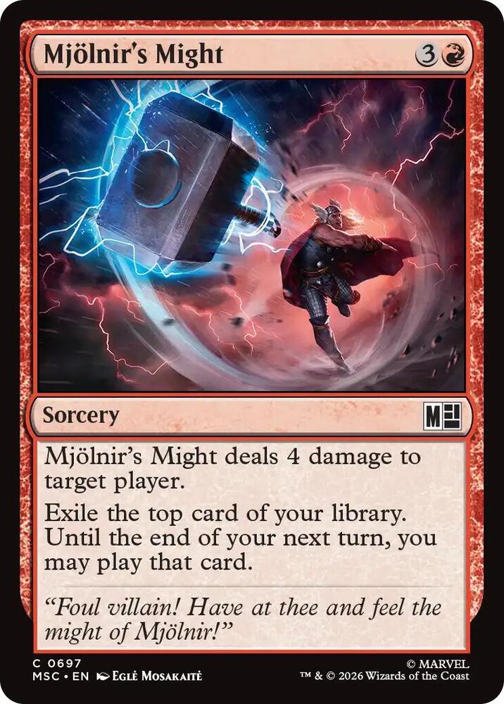Mjolnir's Might 697 card from Commander: Marvel Super Heroes