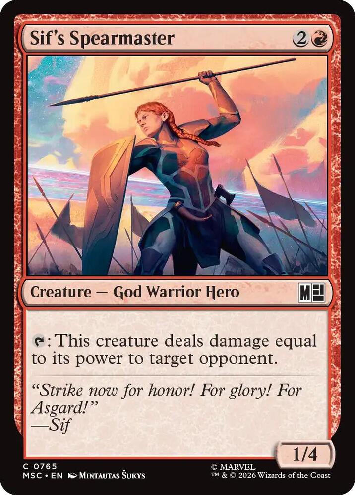 Sif's Spearmaster 765 card from Commander: Marvel Super Heroes