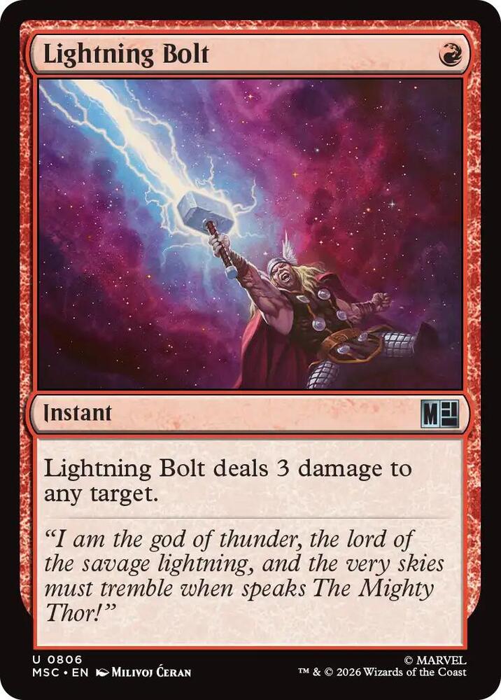 Lightning Bolt 806 card from Commander: Marvel Super Heroes