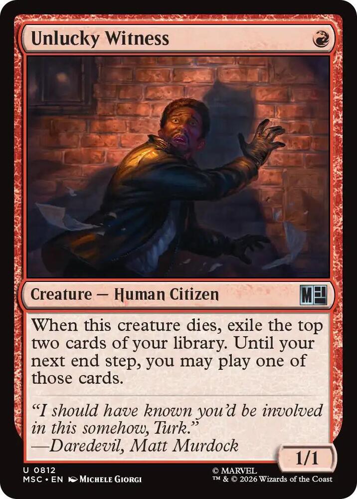 Unlucky Witness 812 card from Commander: Marvel Super Heroes