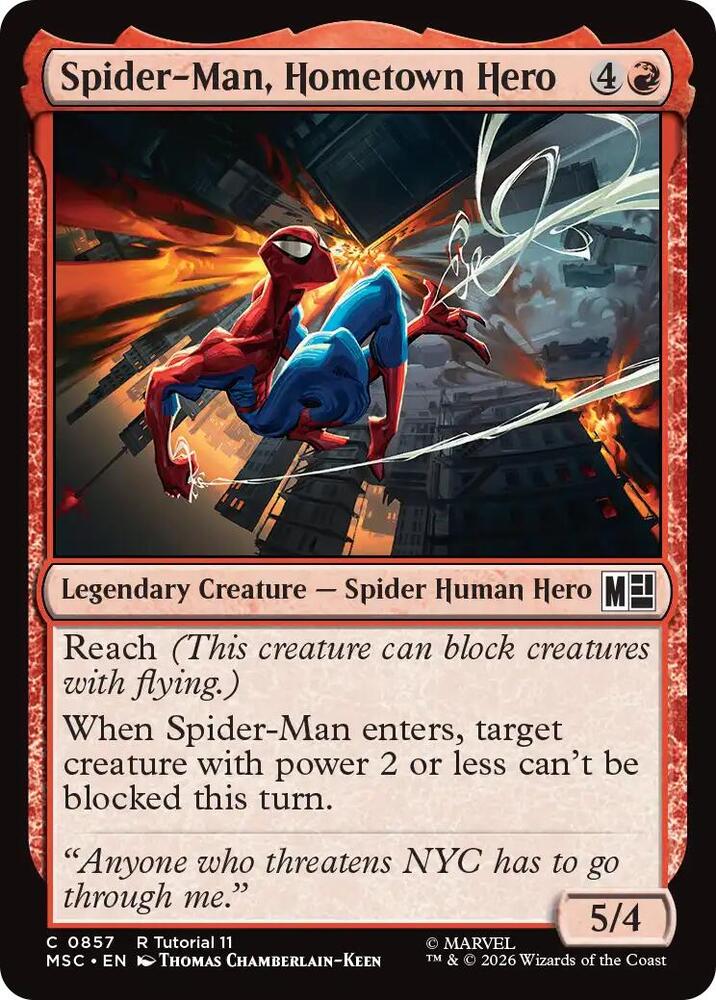 Spider-Man, Hometown Hero 857 card from Commander: Marvel Super Heroes