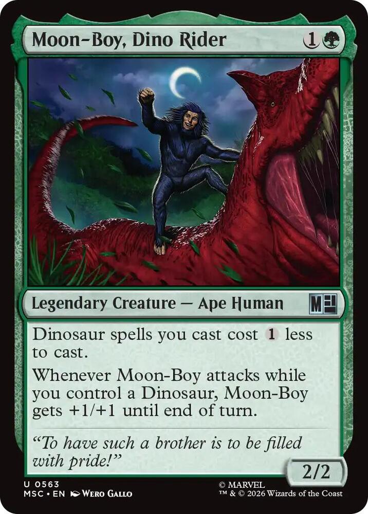 Moon-Boy, Dino Rider 563 card from Commander: Marvel Super Heroes