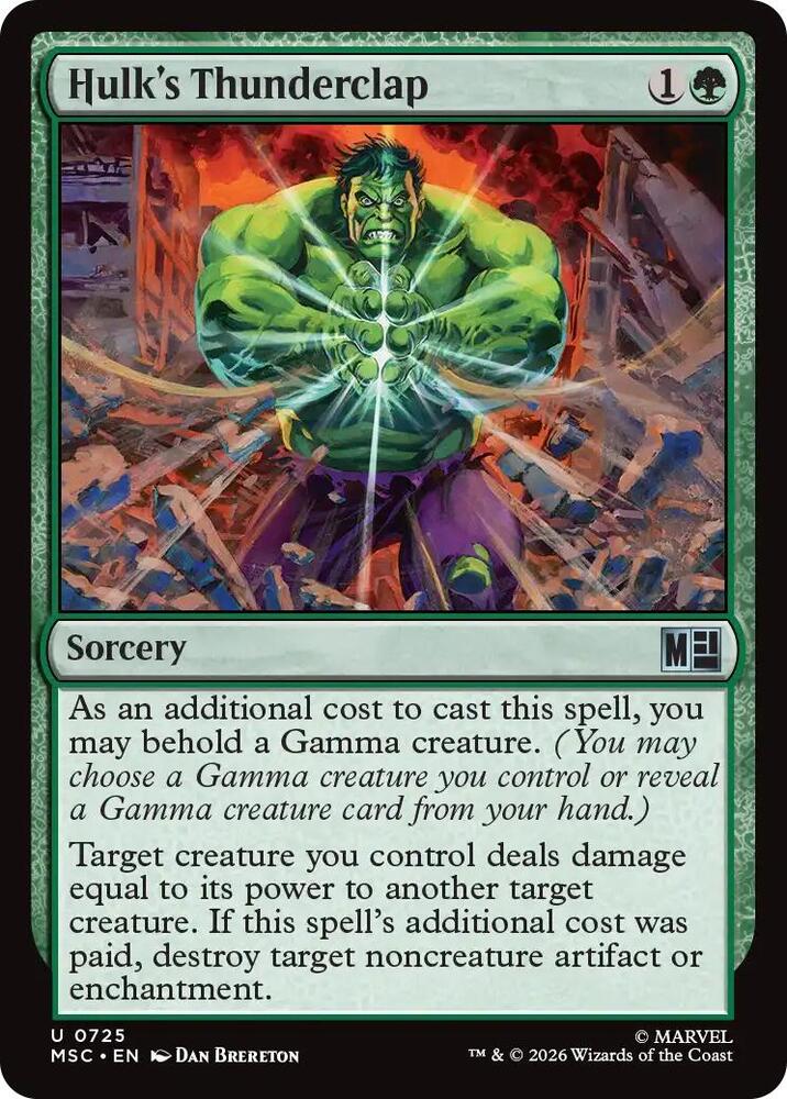 Hulk's Thunderclap 725 card from Commander: Marvel Super Heroes
